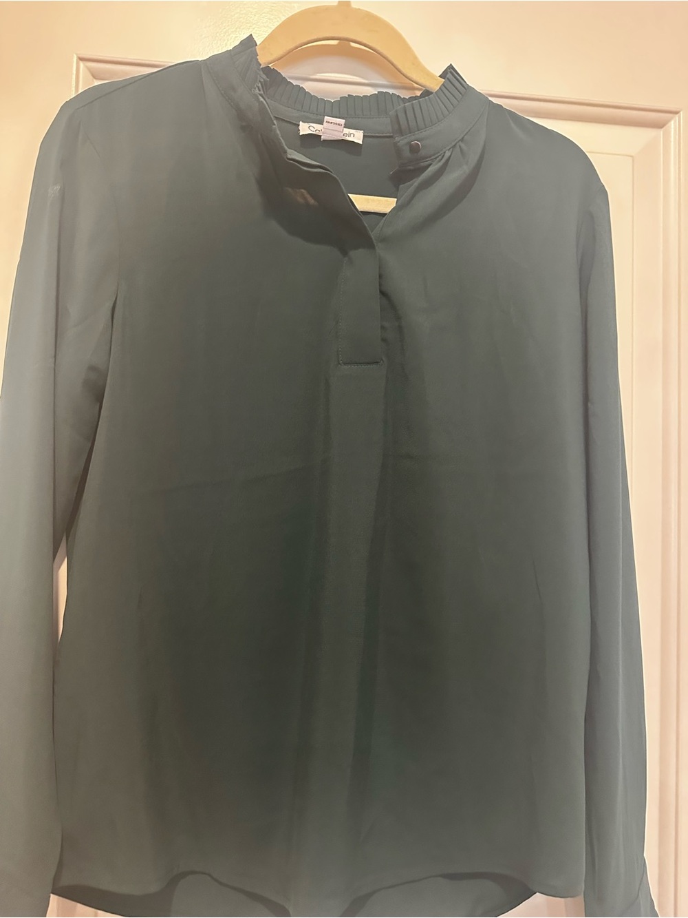 Calvin Klein Dark Green Pleated Collar Bomber Jacket